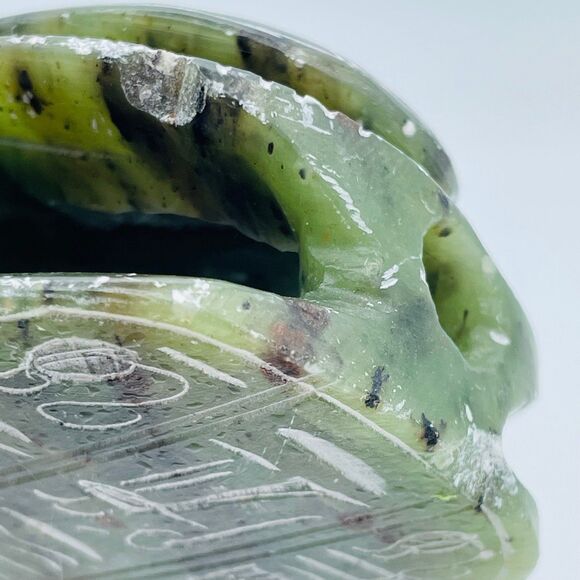 Vintage Olive Green Hand Carved Ancient Egyptian Soapstone Scarab Beetle Unique - Picture 12 of 12